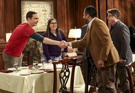 The Big Bang Theory – L-R: Sheldon Cooper (Jim Parsons), Amy Farrah Fowler (Mayim Bialik), Dr. Campbell (Kal Penn), Dr. Pemberton (Sean Astin).