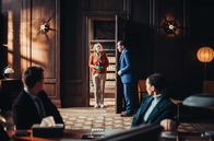 Professor T – L-R: Dan Winters (Barney White), Ingrid Snares (Sarah Woodward), Professor T (Ben Miller), Lisa Donckers (Emma Naomi)