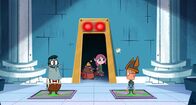 Marcus Level – Mit Vipkruds (links) Hilfe kann Marcus (rechts) den Mechanismus zum Öffnen der Tür auslösen.