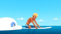 Zoom - Der weiße Delfin – Yann (r.) und Zoom (l.) auf dem Meer vor der Insel Maotou. Yann rätselt, wieso etliche der Korallen im Meer weiß gefärbt sind.