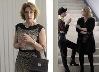 Faltenfrei – Von links: Stella (Adele Neuhauser) belauscht zufällig die zwei Stylistinnen Sonja (Inka Calvi) und Natalia (Tatjana Maximovic). Was sie hört, bringt sie ziemlich aus der Fassung.
