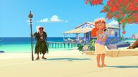 Zoom - Der weiße Delfin – Am Strand warten Schamane Ramana und Marina darauf, dass das große Dorffest beginnt.