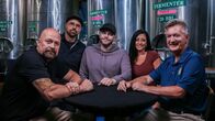 Ghost Hunters – The TAPS team takes a photo L-R: Jason Hawes, Dave Tango, Steve Gonsalves and Shari DeBenedetti with Church Brew Works owner, Sean Casey.