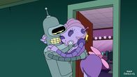 Futurama – Sollte Benders (l.) Affäre mit der Frau des Roboter-Mafiabosses (r.) auffliegen, droht ihm ein Systemabsturz ...