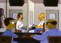 Die Simpsons – Flanders (li.) ist nach seinem ersten Wutausbruch freiwillig ins Sanatorium für Geisteskranke gegangen, wo ihn Homer (re.) besucht.