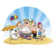 Family Guy – (1. Staffel) - Ein harmonisches Familienleben zu führen, ist nicht immer einfach. Vor allem, wenn permanent irgendwelche dummen Zufälle den häuslichen Frieden stören: (v.l.n.r.) Brian, Lois, Peter, Chris, Meg und Stewie ...