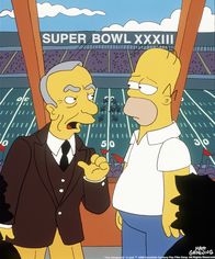Die Simpsons – Rupert Murdoch (l.) erklärt Homer (r.), dass er der Boss der Football-Mannschaft ist ...