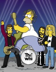 Die Simpsons – Homer (M.) bei einem Auftritt mit der Rockgruppe "The Who".