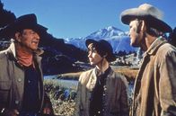 Der Marshal – Mattie Ross (Kim Darby, Mi.), Marshal Rooster Cogburn (John Wayne, li.) und Texas-Ranger La Boeuf (Glen Campbell, re.) diskutieren, wie sie die Gangster am besten zur Strecke bringen.