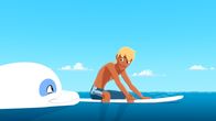 Zoom - Der weiße Delfin – Yann (r.) und Zoom (l.) auf dem Meer vor der Insel Maotou. Yann rätselt, wieso etliche der Korallen im Meer weiß gefärbt sind.