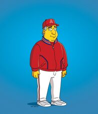 Die Simpsons – Der erfolgreiche Baseballtrainer Mike Scioscia greift Lisa, die Trainerin von Barts Baseballteam wird, unter die Arme.