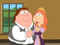 Family Guy – Von dem Medium Madame Claude erfährt Peter, dass er in seinem ehemaligen Leben Griffin Peterson (l.) war, der Quahog gegründet hat. Lady Redbush (r.) ist das Objekt seiner Begierde ...