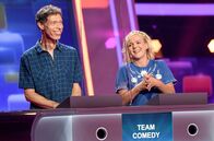 Quizduell-Olymp – Die Kandidaten des Teams „Comedy“: Der Komiker Maddin Schneider (l.) und die Komikerin Mirja Boes (r.).