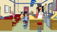 Bob's Burgers – Bob ruft verzweifelt ein Familienmeeting zusammen, um sein Restaurant behalten zu können: Bob (r.), Linda (2.v.r.), Louise (l.), Gene (2.v.l.) und Tina (M.) ...