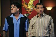 Two and a Half Men – Können unterschiedlicher kaum sein: Charlie (Charlie Sheen, l.) und sein jüngerer Bruder Alan (Jon Cryer, r.) ...