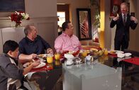 Modern Family – L-R: Manny Delgado (Rico Rodriguez), Jay Pritchett (Ed O'Neill), Cameron Tucker (Eric Stonestreet), Mitchell Pritchett (Jesse Tyler Ferguson)
