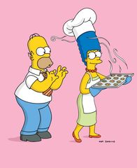 Die Simpsons – L-R: Homer, Marge