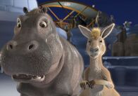 Tierisch wild – Eze the Hippo (left), Duke the Kangaroo (right).