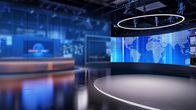 SR info – 3D Virtual TV Studio News, Hintergrund für TV-Shows .TV an der Wand.3D Virtual News Studio Hintergrund,3D-Illustration