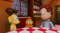 The Garfield Show – Odie, Garfield und Jon (v.l.n.r.) sind niedergeschlagen, weil Vito sein Talent zu Kochen verloren hat.