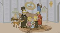 Die Simpsons – Die Simpsons anno dazumal: Hund Knecht Ruprecht (l.), Homer (2.v.l.), Lisa (3.v.l.), Maggie (3.v.r.), Bart (2.v.r.) und Marge (r.) ...