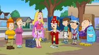 American Dad! – Francine (3.v.l.), Steve (m.), Snot (3.v.r.), Toshi (2.v.r.), Barry (r.)