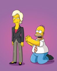 Die Simpsons – Roz (l.) aus Ohio wird Homers neue Assistentin. Im Nu lässt sich der naive Homer (r.) von der charmanten Frau einwickeln, doch schon bald muss er einsehen, dass es Roz nur auf seinen Job abgesehen hat ...