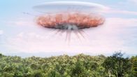 Unser Universum – CGI IMAGE: An asteroid explodes in atmosphere, similar to the Tunguska event.