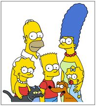 Die Simpsons – (18. Staffel) – Eine fast normale Familie: (v.l.n.r.) Lisa, Homer, Bart, Marge und Maggie Simpson ...