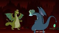Futurama – Es kommt, wie es kommen musste: Fry (l.) und Mom (r.) bekämpfen sich, während die Crew um Bender am Schloss gegen die Monster kämpft ...