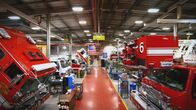 Fabriken der Superlative – High shot of Pierce factory with fire trucks lined up. (National Geographic/Alex Macdonald)