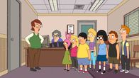 Bob's Burgers – L-R: Mr. Frond, Ms. Schnur, Louise, Tammy, Gene, Jocelyn, Tina, Zeke, Jimmy Jr.