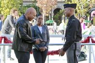 Navy CIS: L.A. – L-R: Special Agent Sam Hanna (LL COOL J ), Michelle Hanna (Aunjanue Ellis) and Aiden Hanna (Tye White).