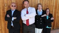 Hotel Impossible – Host Anthony Melchiorri and owner, Virginia Karlsen, General Manager Todd Graves and Director of Sales and Marketing, MJ; as seen on Travel Channel's Hotel Impossible.