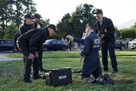 Navy CIS – (v.l.n.r.) Ellie Bishop (Emily Wickersham); Nick Torres (Wilmer Valderrama); Leroy Jethro Gibbs (Mark Harmon); Jimmy Palmer (Brian Dietzen); Timothy McGee (Sean Murray)