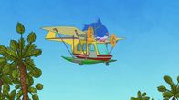 Doki – Die Freunde fliegen mit der Skulptur des Fisches zu einem Flugwettbewerb.