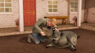 Wendy – Gunnar freut sich, weil sein Schwein Elmer, das ausgebüxt war, wieder da ist.