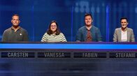 Gefragt - Gejagt – Die Kandidaten (v.l.n.r. am Panel): Carsten Petersen, Vanessa Kottmann, Fabien Debarge, Stefanie Dorn