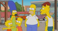 Die Simpsons – v.l.n.r.) Lisa; Marge; Bart; Homer; Cletus