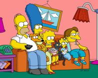 Die Simpsons – (v.l.n.r.) Homer; Marge; Lisa; Maggie; Nelson