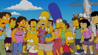 Die Simpsons – Ein Familienurlaub der besonderen Art: Homer (vorne 2.v.l.), Marge (vorne 2.v.r.), Bart (vorne r.), Lisa (vorne l.) und Maggie (vorne M.) ...