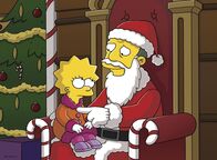 Die Simpsons – Es ist mal wieder Weihnachten in Springfield und Gil Gunderson (r.), der Dauerloser, hat sich bei einem Kaufhaus verdingt, um dort als Weihnachtsmann zu arbeiten. Das geht auch so lange gut, bis er Lisa (l.) einen Gefallen tun will und ihr eine besondere Puppe besorgt, die eigentlich schon ausverkauft ist ...
