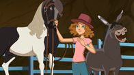 Lenas Ranch – Margot lernt Pferd Jumpy kennen. Esel Jojo gefällt das.