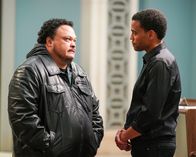 Stumptown – L-R: Tookie (Adrian Martinez) and Detective Miles Hoffman (Michael Ealy)