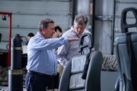Mayday - Alarm im Cockpit – TSB Investigators Mike Cunningham (played by Judah Katz) and Alan Chaulk (played by Glen McDonald) discuss what they have found from the debris of Cougar Helicopters Flight 91. (Darren Goldstein/Cineflix 2019)