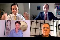Meeting – Desktop-Ansicht einer Online-Telefonkonferenz (Gregor Knop, l.o., Jürgen Heimüller, r.o., Gabriela Lindl, l.u., Gisa Flake, r.u.)