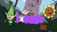 Super Happy Magic Forest – Der Rat des Glücks - Meister Heiter, Mümmel vom Amt und Sonnenschein (von links nach rechts) - geht auf Mission. Der Rat des Glücks will den Zauberer Stinkweazle (hinten) daran hindern, seinen Stinkykrams über den ganzen Wald zu verteilen.