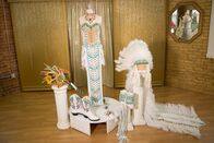 My Big Fat Gypsy Wedding – Wide shot of the Hunters wedding dress and accessories on display at Sondra Cellis.