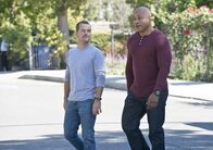 Navy CIS: L.A. – Special Agent G. Callen (Chris O'Donnell) and Special Agent Sam Hanna (LL COOL J).