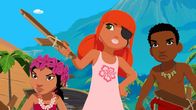 Zoom - Der weiße Delfin – Marina und ihre Freunde Tevaiti und Onaku spielen Piratenbande. Doch dann taucht ein echtes Problem auf. Auru will Clarissa gesehen haben, die als Meerjungfrau durchs Wasser schwamm. Die Piratenbande macht sich zusammen mit Auru auf die Suche nach der Meerjungfrau.